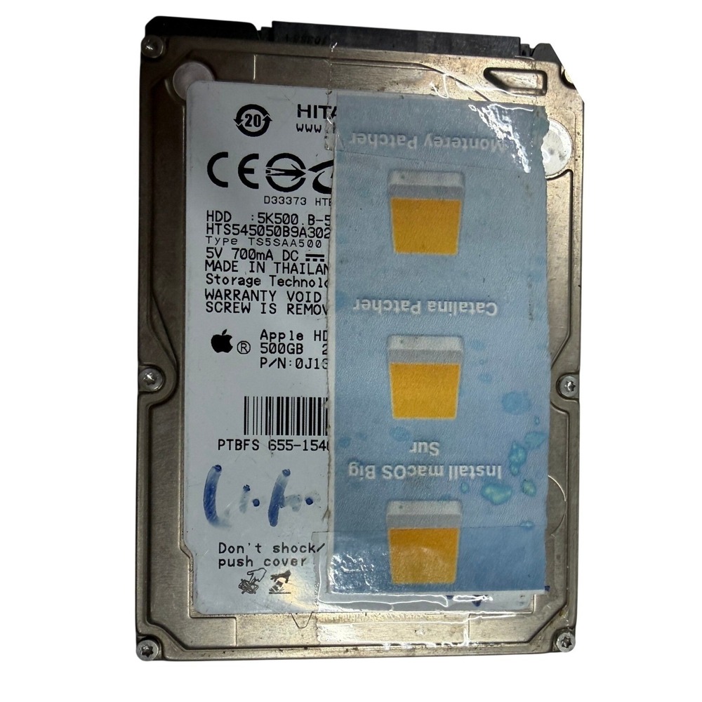 Hitachi 500GB 2.5" SATA HDD Apple OEM HTS545050B9A300 5400RPM Hard Drive